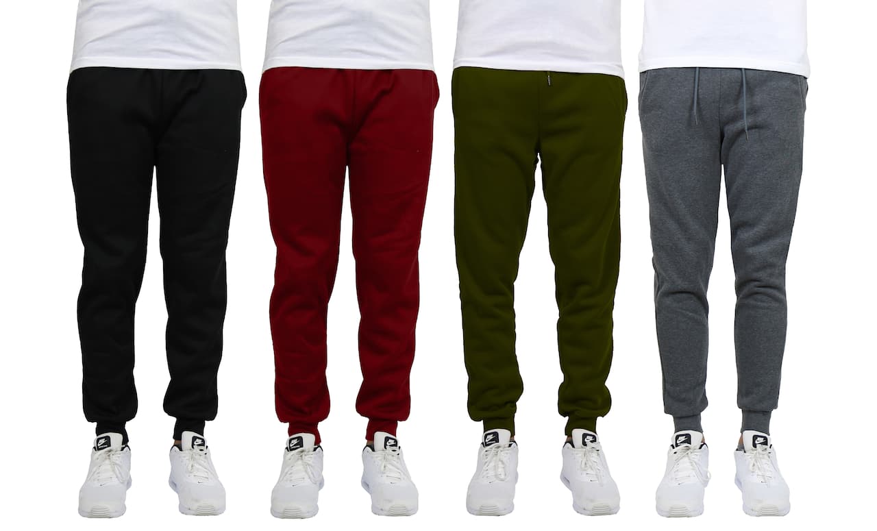 Galaxy by Harvic Men's Fleece-Lined Jogger Sweatpants 4 Pack